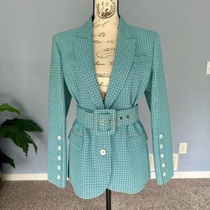 Michael Kors Collection Aquamarine Multi Spring Jacket Size 6